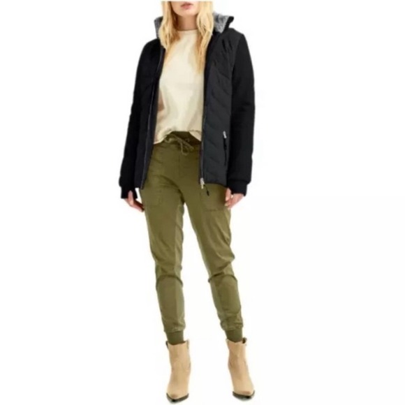 Boundless North Faux Shearling Hooded Storm Jacket Heather Charcoal NWT - Picture 2 of 12